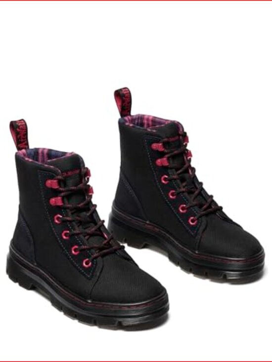 Suede Combat Boots with Wedge Heel and Lace-Up Closure - Picture 2 of 7